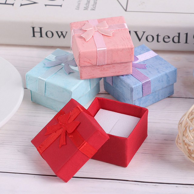 10PCS Paper Sponge Small Ring Box 4x4 Small Jewelry Gift Box Bow